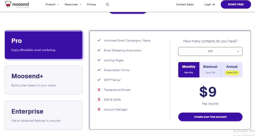 Moosend Pricing